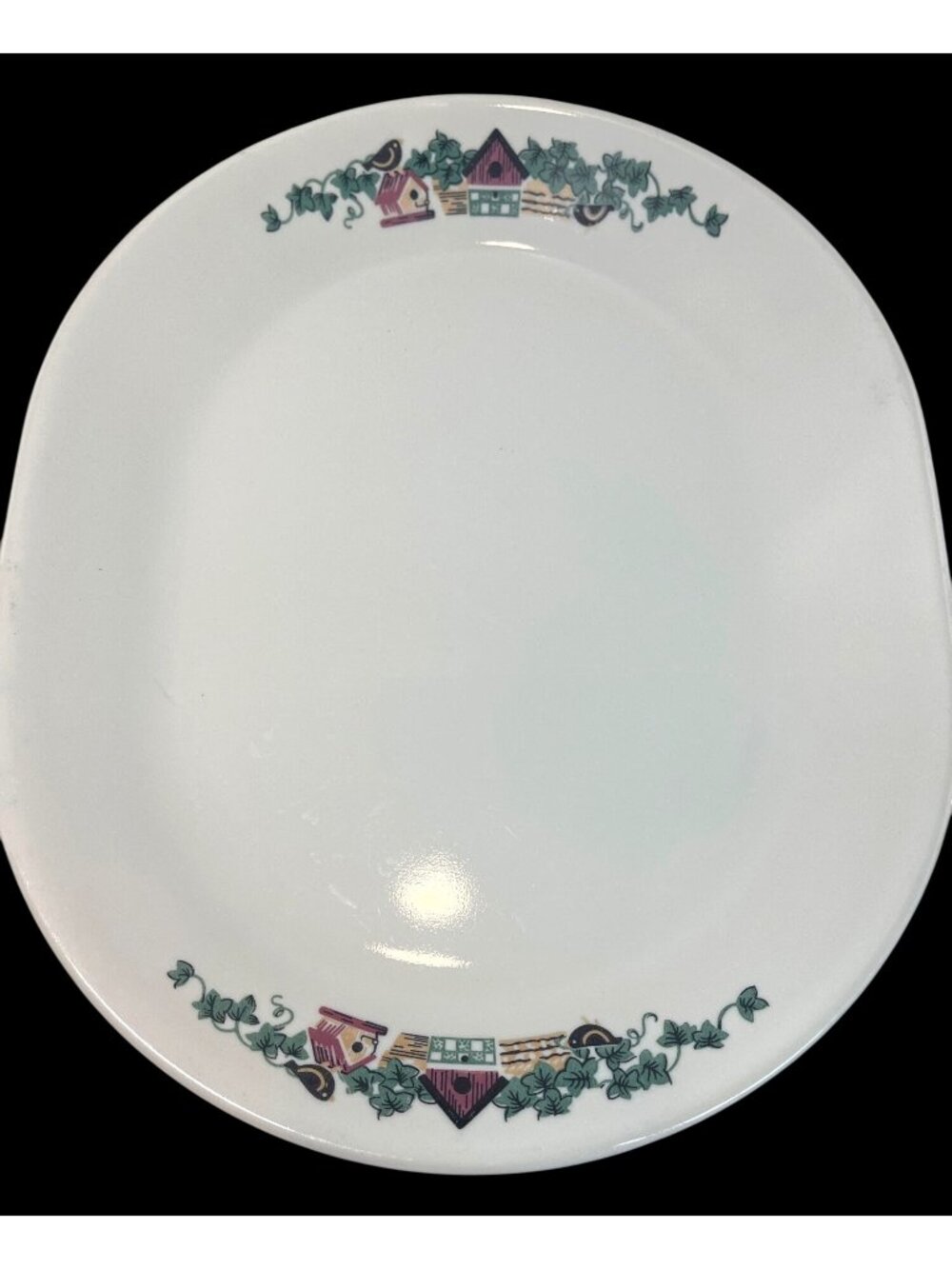 Two Corelle Square Plate with Birdhouse and Vine Pattern 11" Microwave-Safe Made
